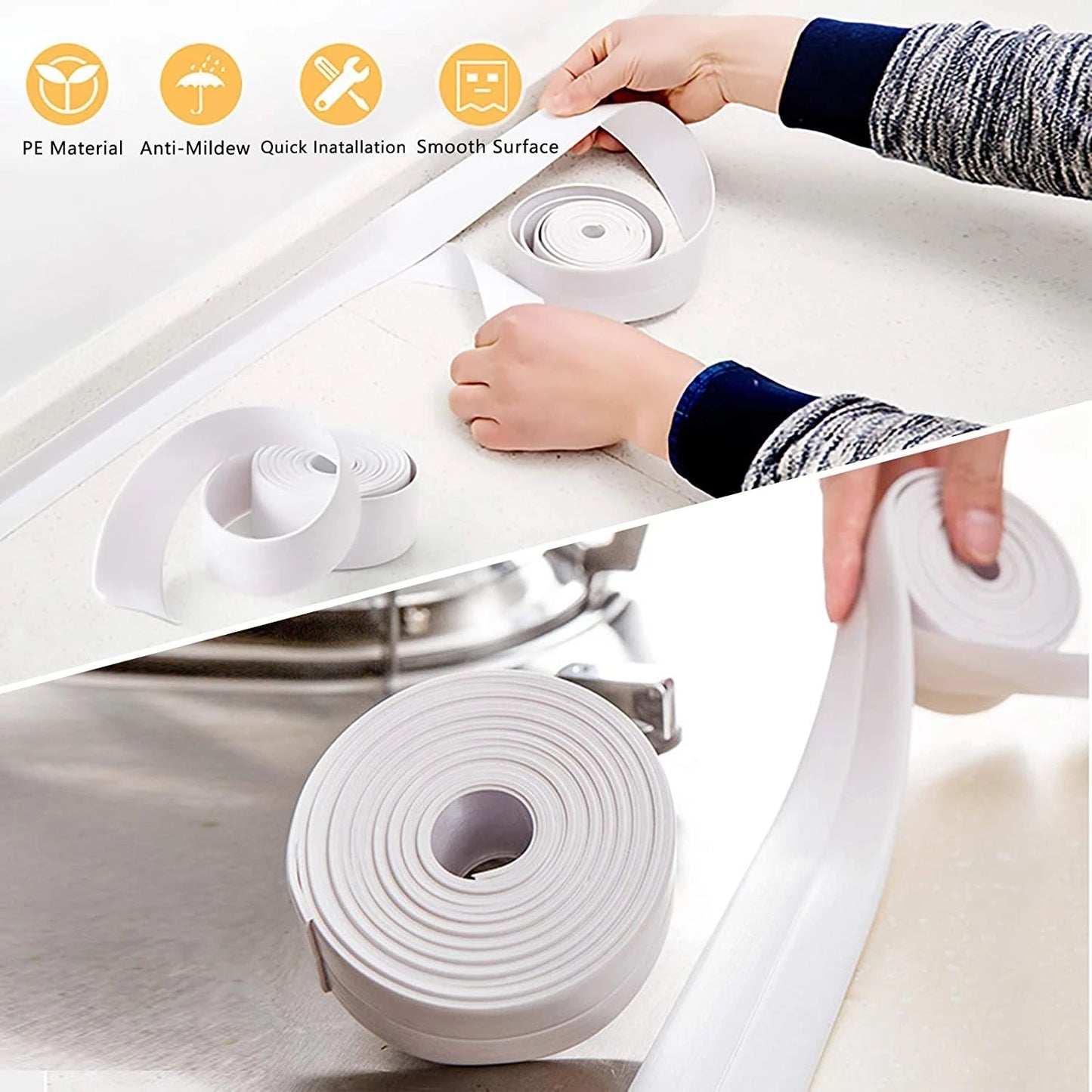 2021 Bathroom Shower Sink Bath Sealing Strip Tape White PVC Self adhesive Waterproof Wall Sticker for Bathroom Kitchen